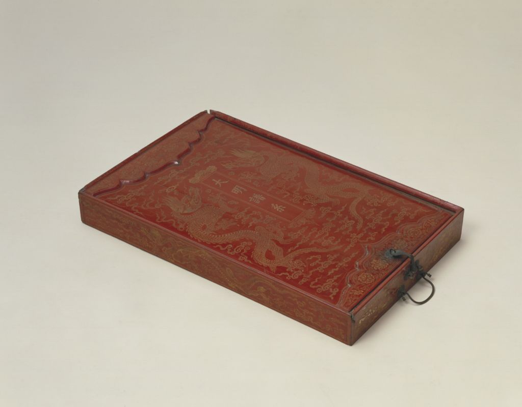 图片[3]-Red-painted rectangular box of the Ming Dynasty pedigree with double dragon patterns-China Archive